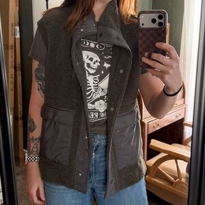 Olive Green Sherpa Vest